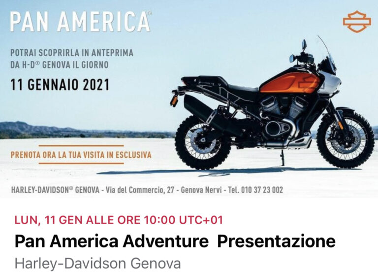 Lunedì all’Harley Davidson Genova di Nervi arriva la Pan America