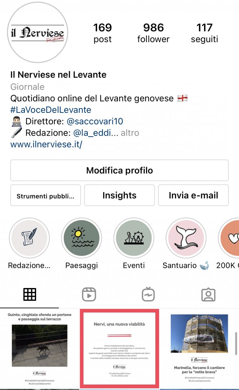 Il Nerviese nel Levante lancia le news su Instagram